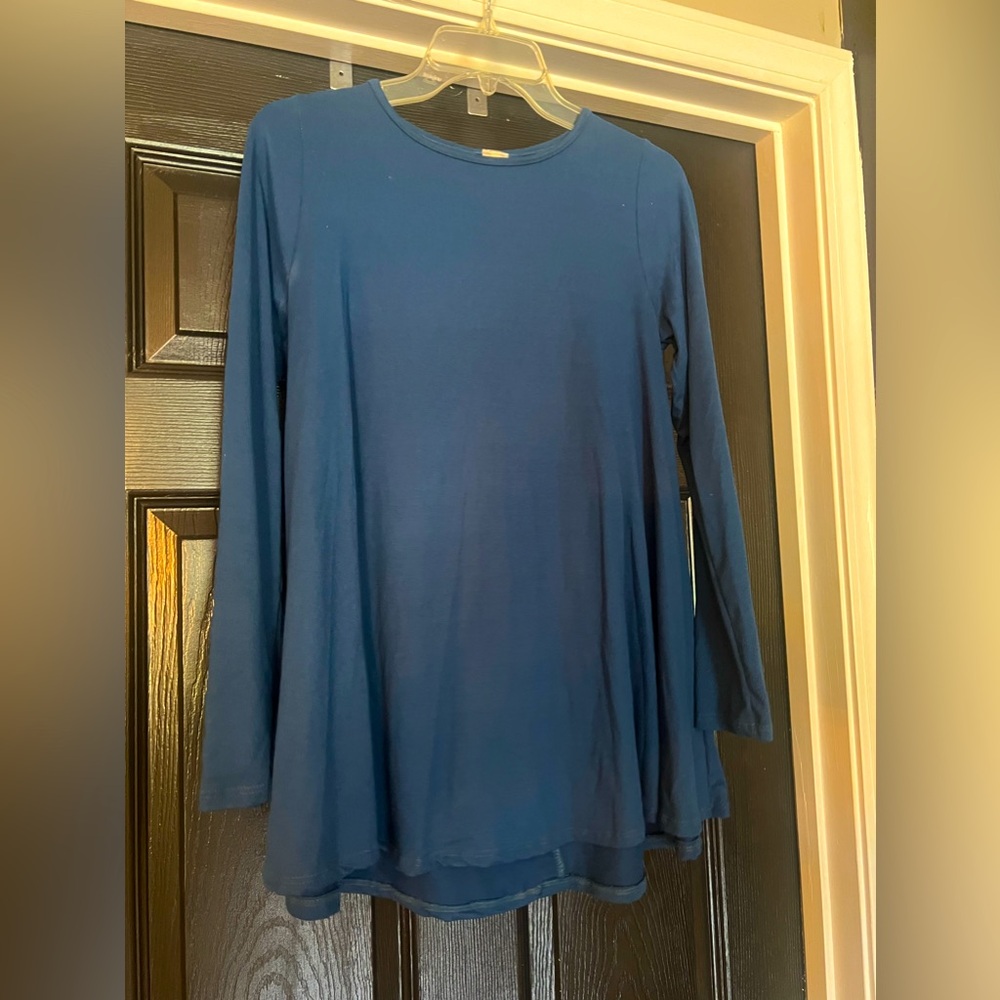 Benson River Blue Long Sleeve Pullover with decorative buttons